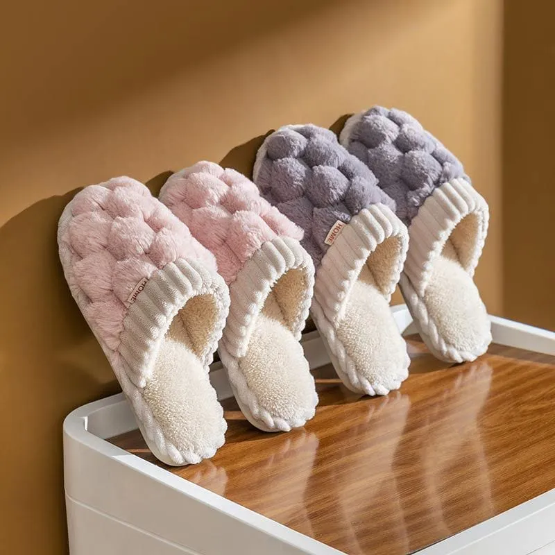 Colorblock Faux Fur Slippers