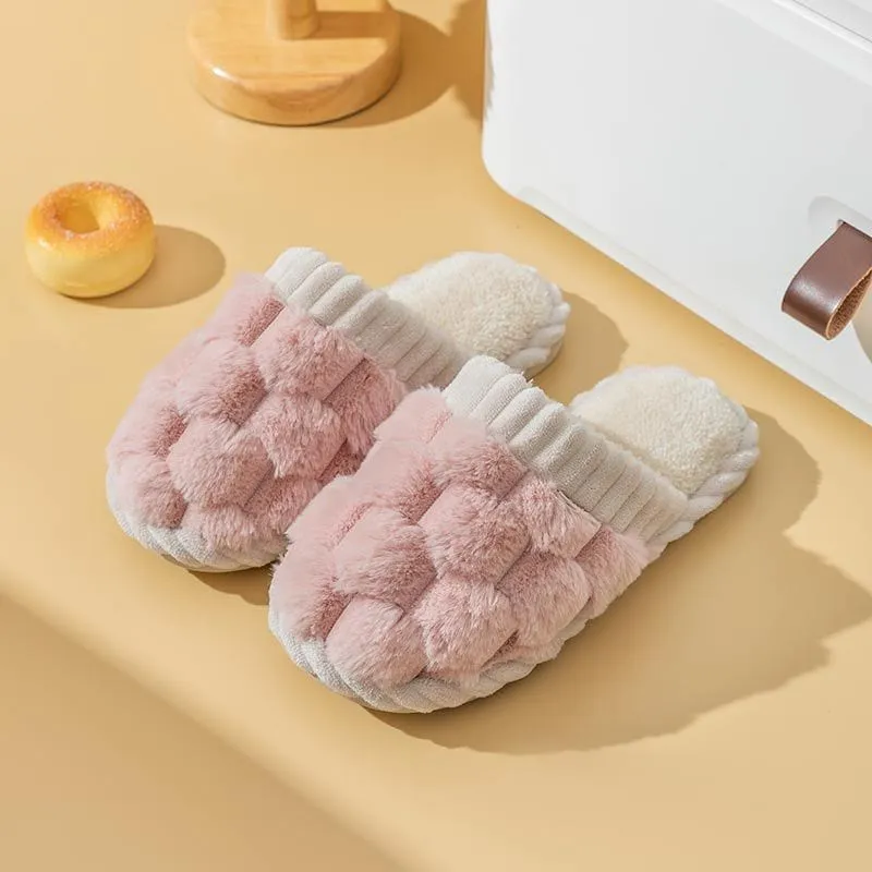 Colorblock Faux Fur Slippers