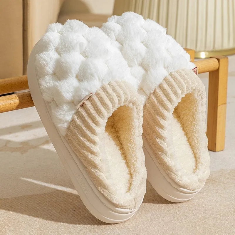 Colorblock Faux Fur Slippers
