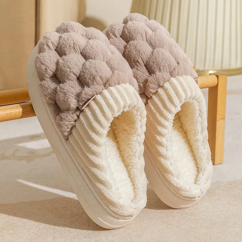 Colorblock Faux Fur Slippers