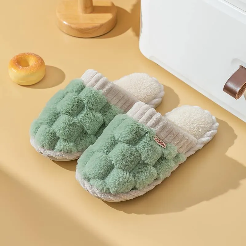 Colorblock Faux Fur Slippers