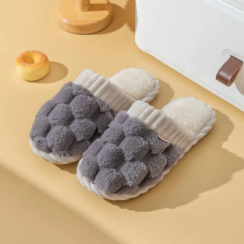 Colorblock Faux Fur Slippers