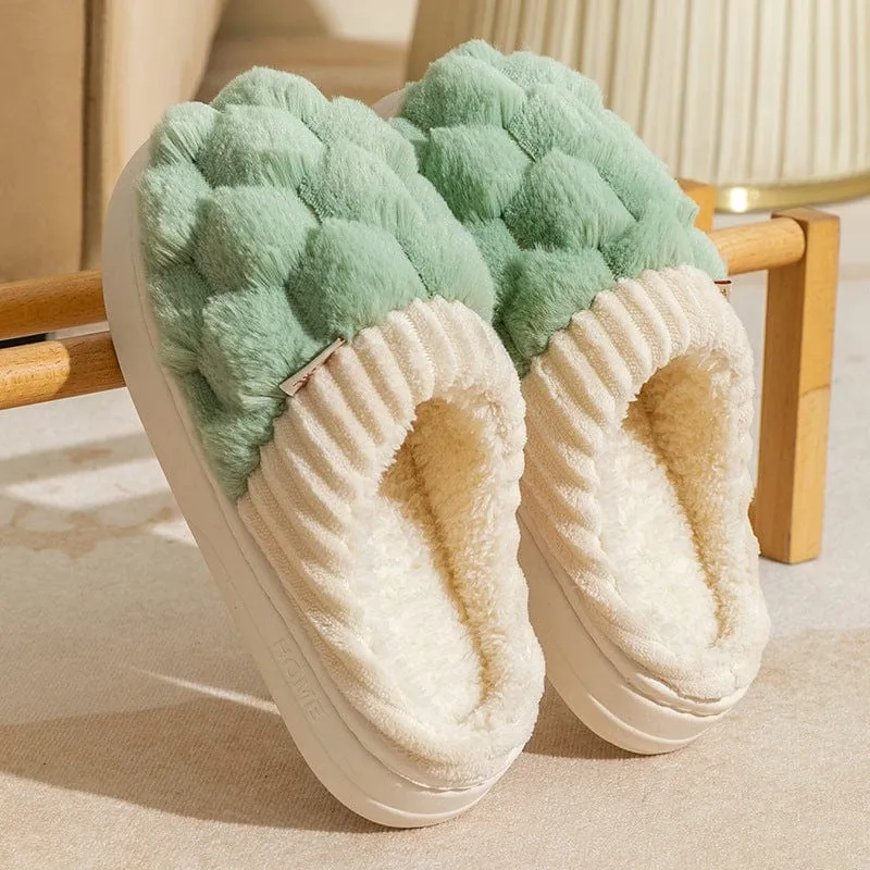 Colorblock Faux Fur Slippers