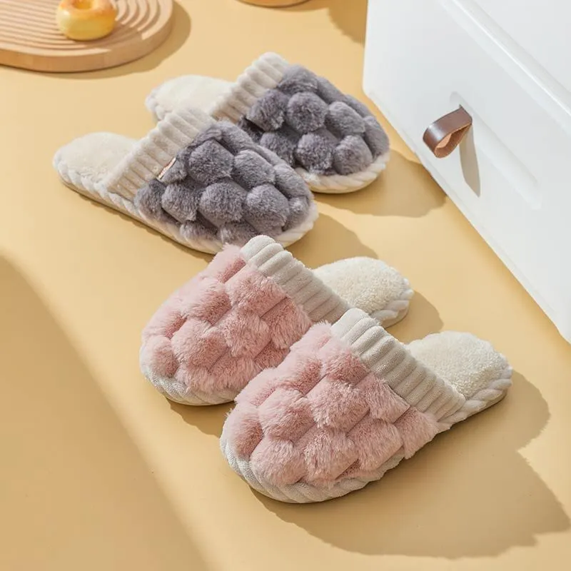 Colorblock Faux Fur Slippers