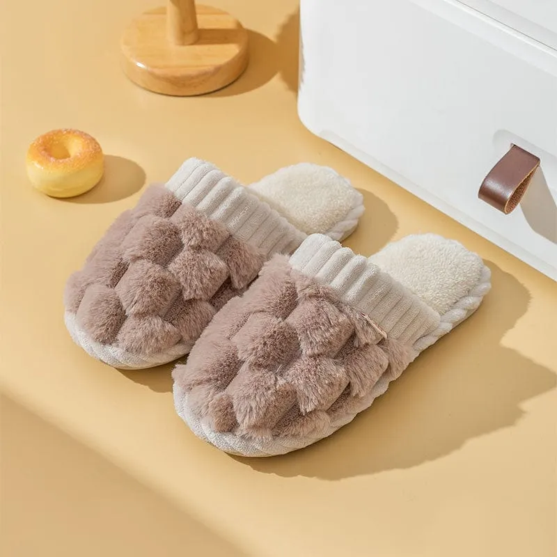 Colorblock Faux Fur Slippers