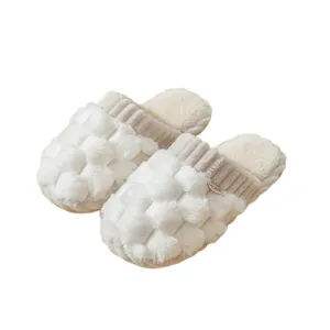 Colorblock Faux Fur Slippers