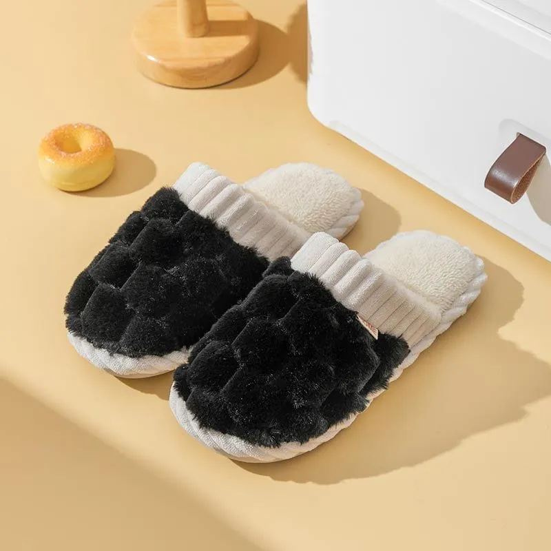 Colorblock Faux Fur Slippers