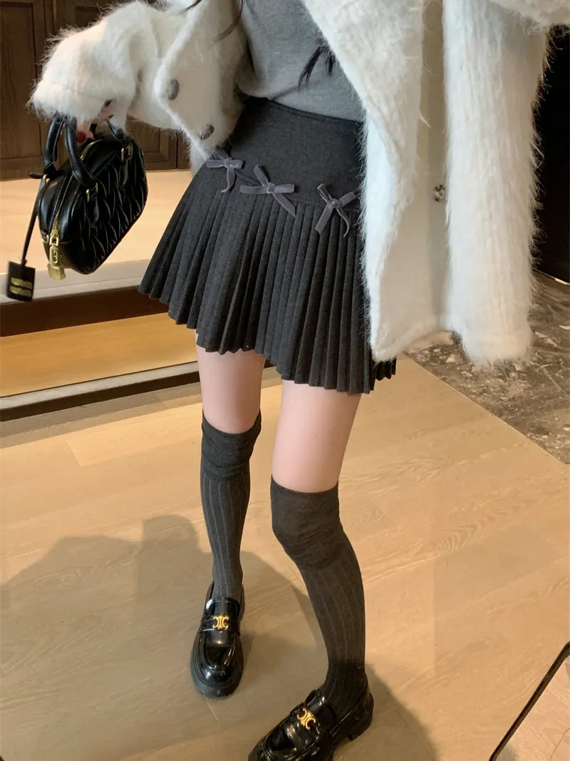 Coquette high-waist A-line skirt woolen skirt