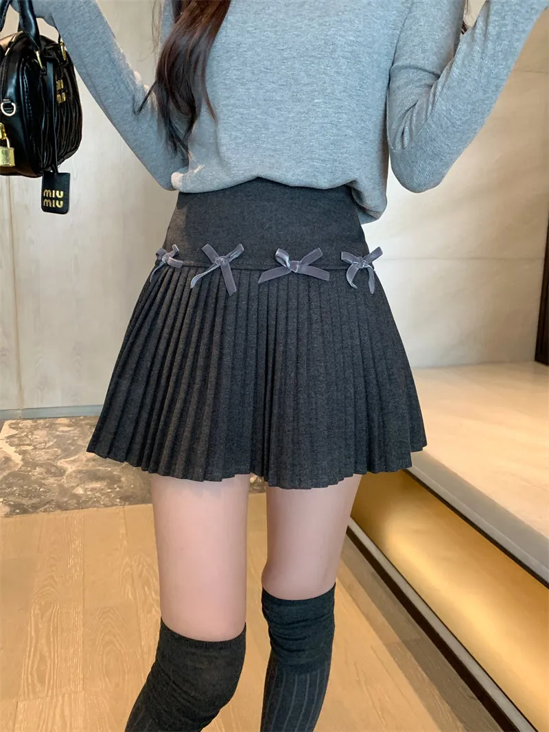 Coquette high-waist A-line skirt woolen skirt
