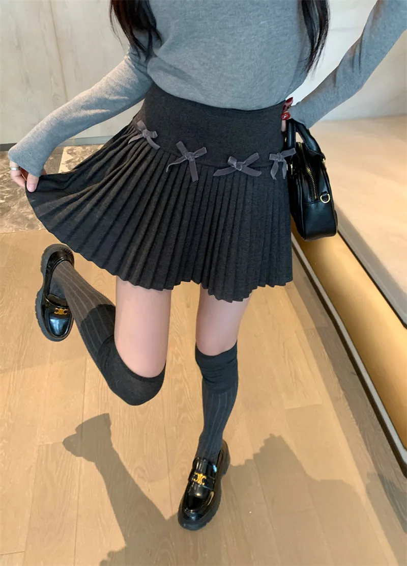Coquette high-waist A-line skirt woolen skirt