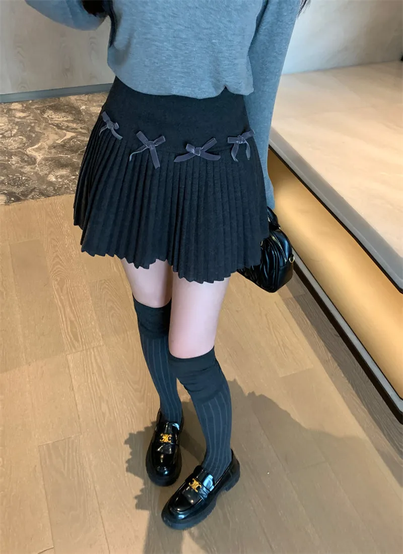 Coquette high-waist A-line skirt woolen skirt