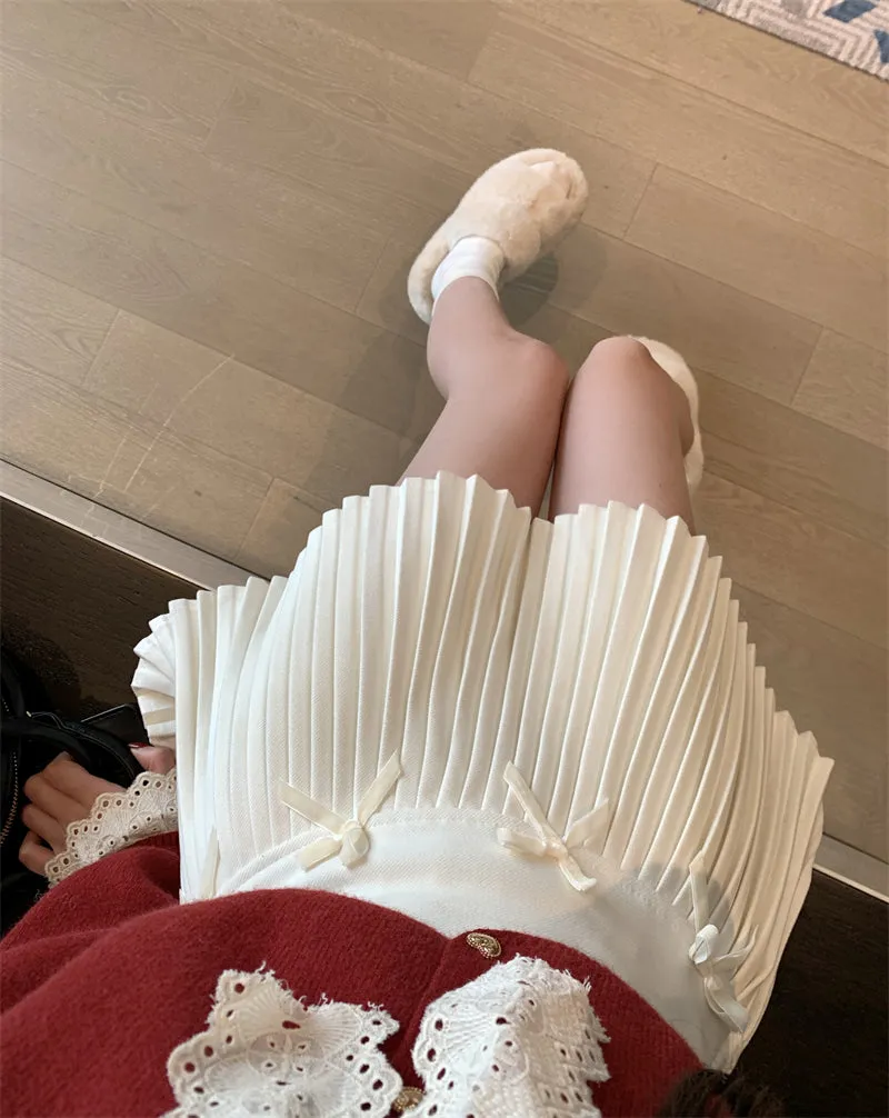 Coquette high-waist A-line skirt woolen skirt