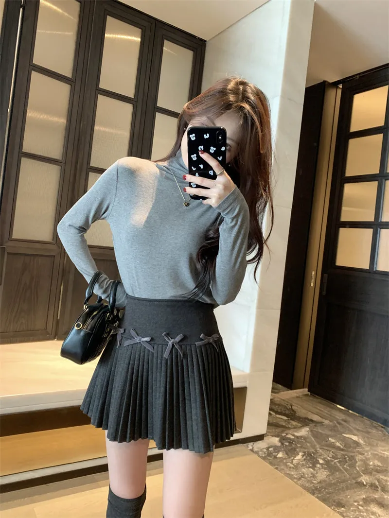 Coquette high-waist A-line skirt woolen skirt