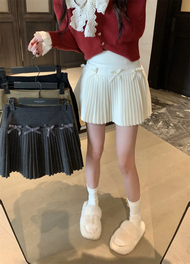Coquette high-waist A-line skirt woolen skirt