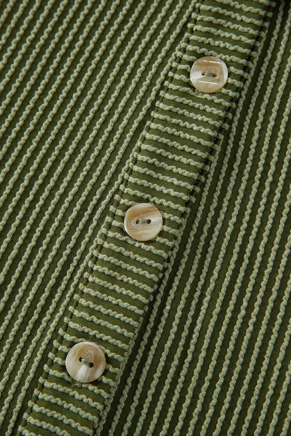 Corded Texture Mini Shift Dress with Button Placket