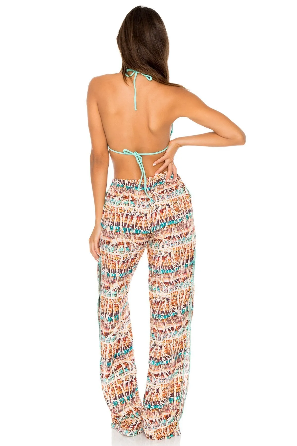 COSITA BUENA - Wavey Triangle Top & Split Side Wide Leg Pant • Agua Dulce