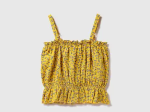 Cotton Blend Printed Shoulder Strap Girls Tops