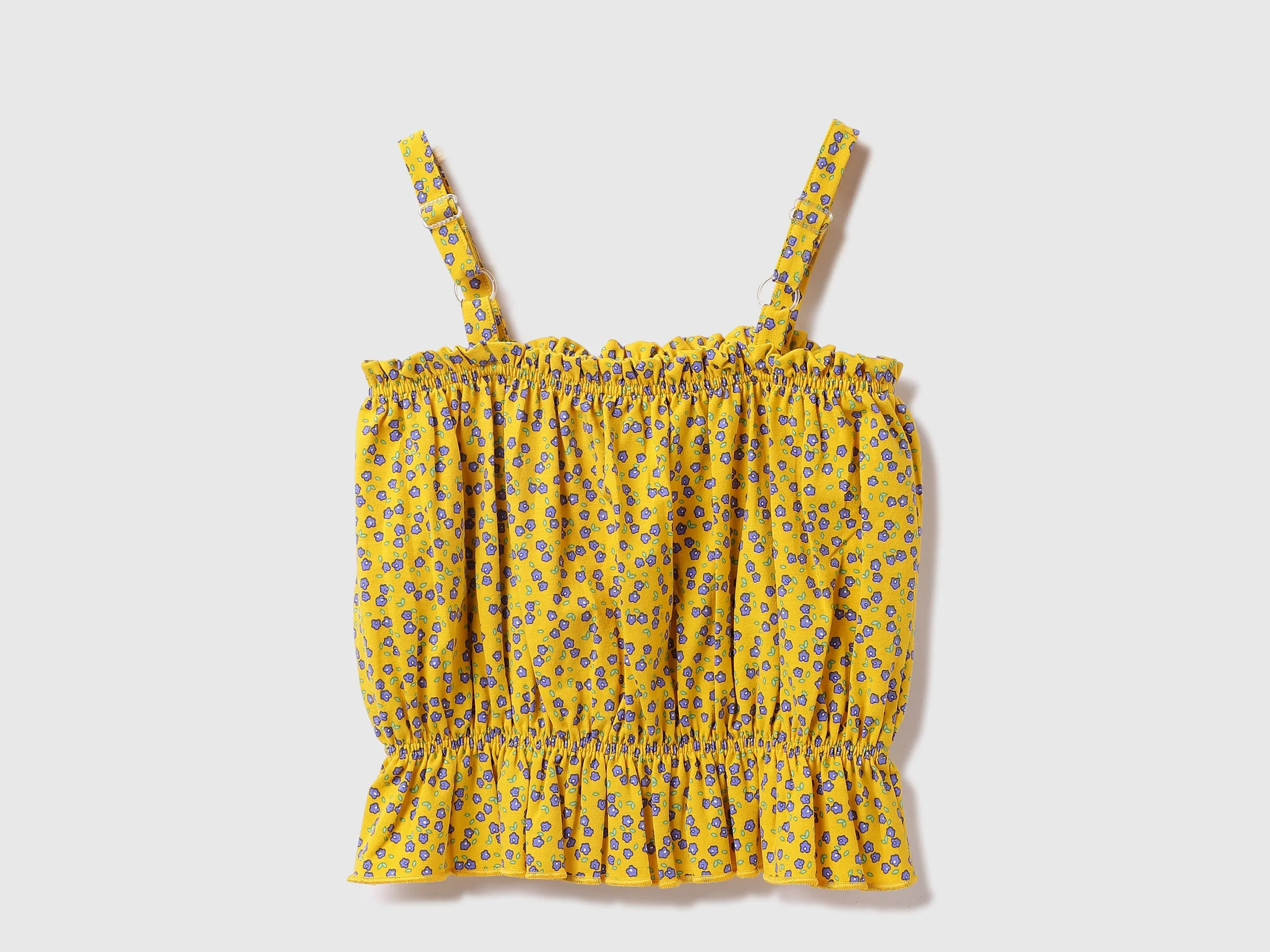 Cotton Blend Printed Shoulder Strap Girls Tops