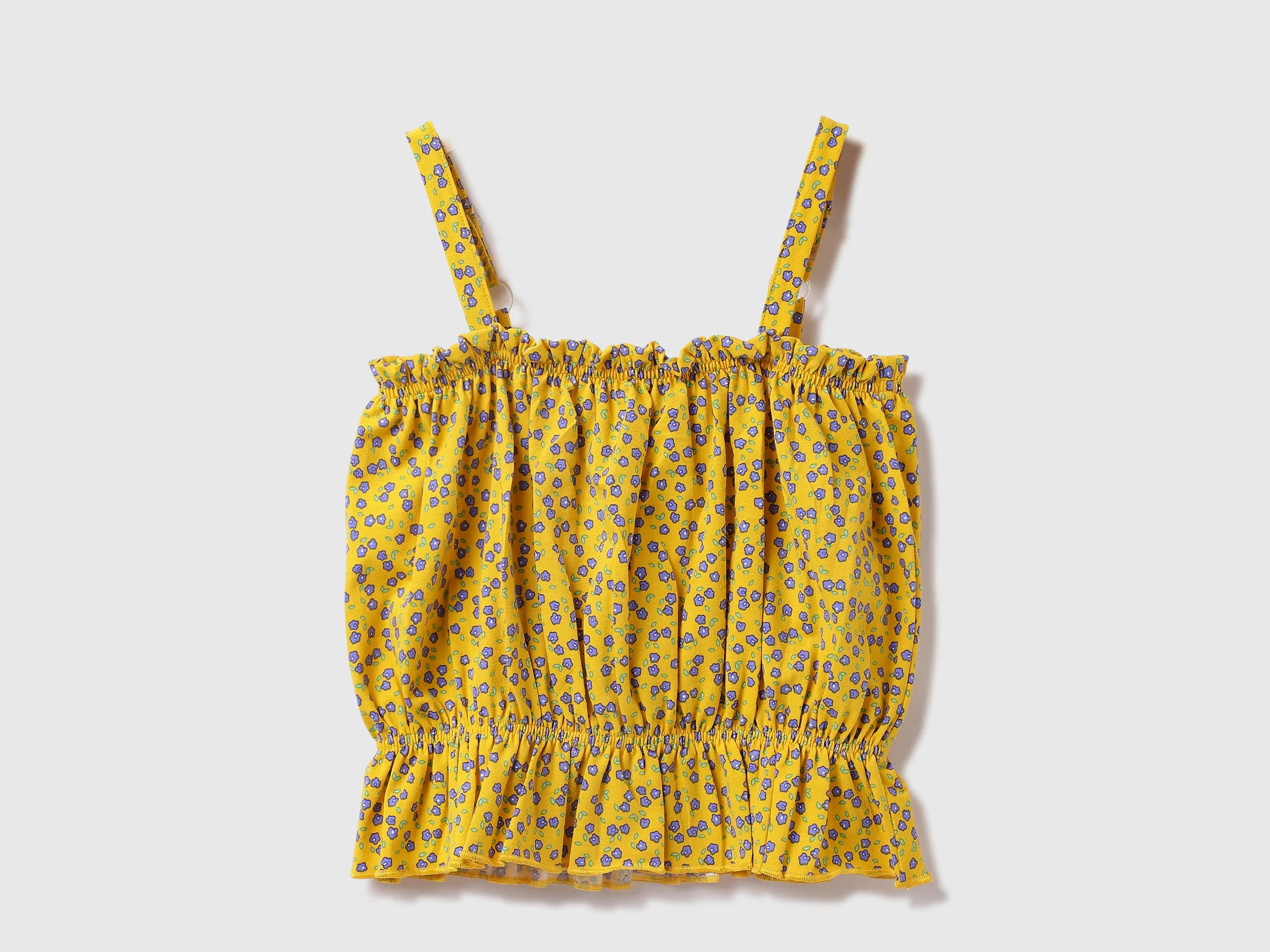 Cotton Blend Printed Shoulder Strap Girls Tops