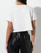 Cotton Over Sized Drop Shoulder Crew Neck Cropped T Shirt