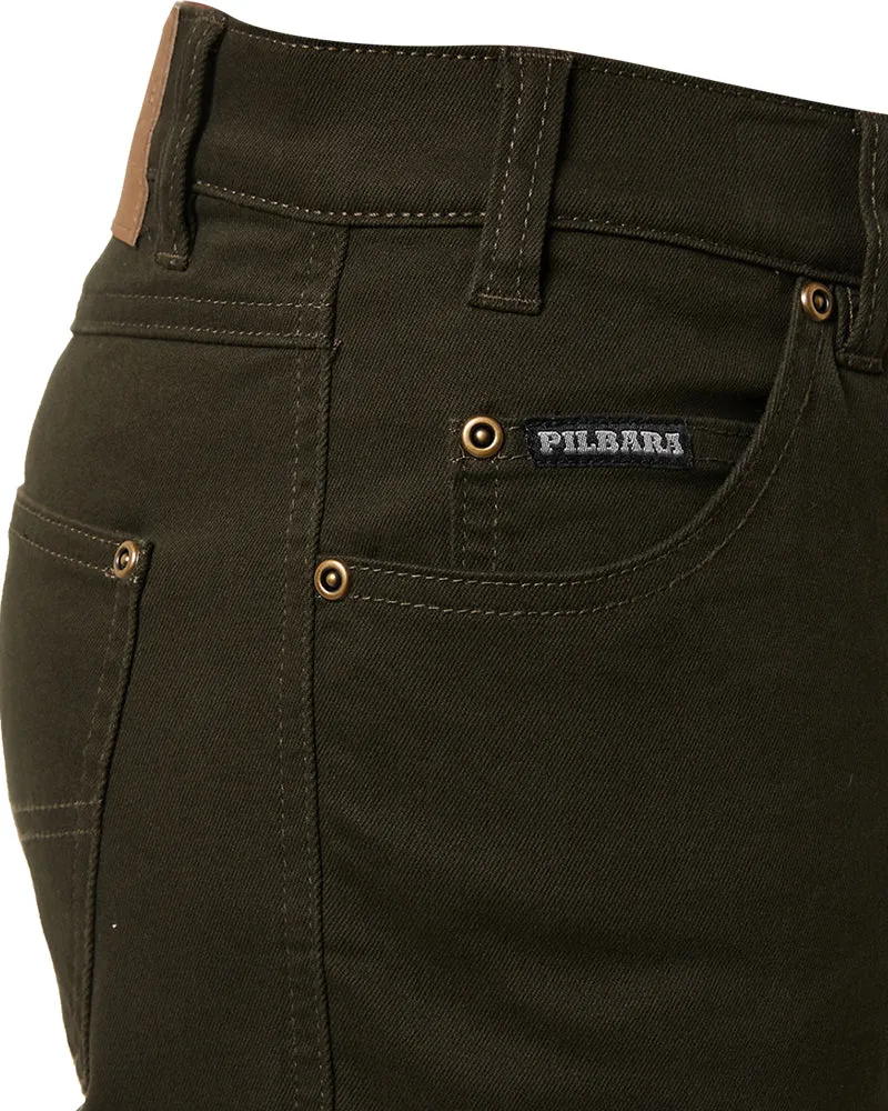 Cotton Stretch Jeans - Moss
