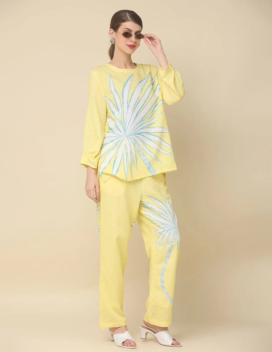 Cotton Yellow Printed Co-Ord Set