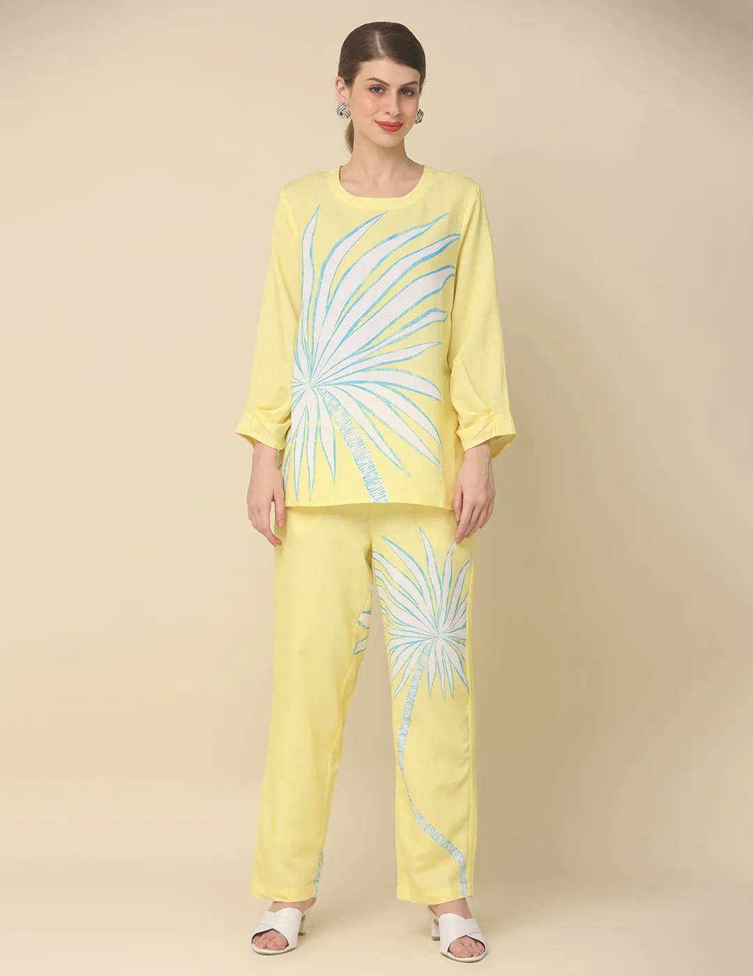 Cotton Yellow Printed Co-Ord Set