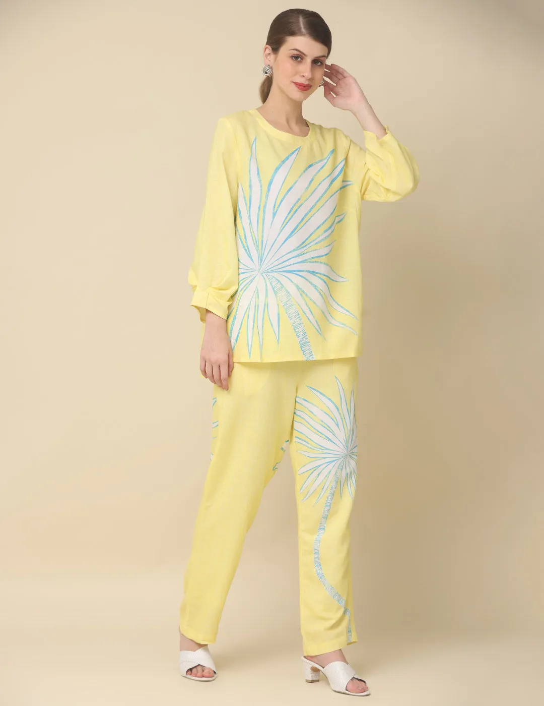 Cotton Yellow Printed Co-Ord Set