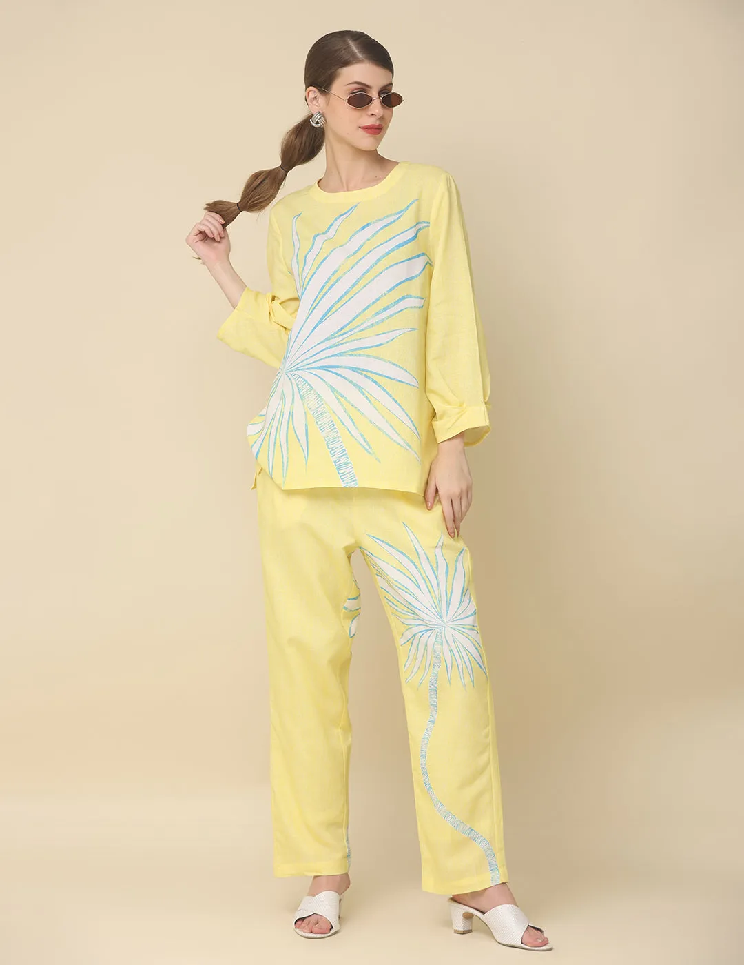 Cotton Yellow Printed Co-Ord Set