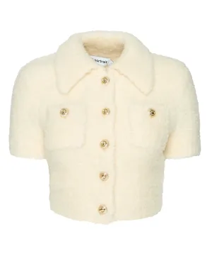 Cream Fluffy Knit Top