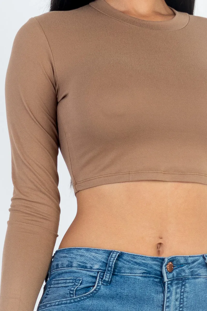 Crew Neck Long Sleeve Cropped Top