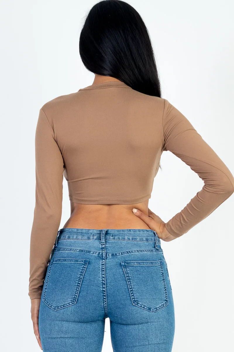 Crew Neck Long Sleeve Cropped Top