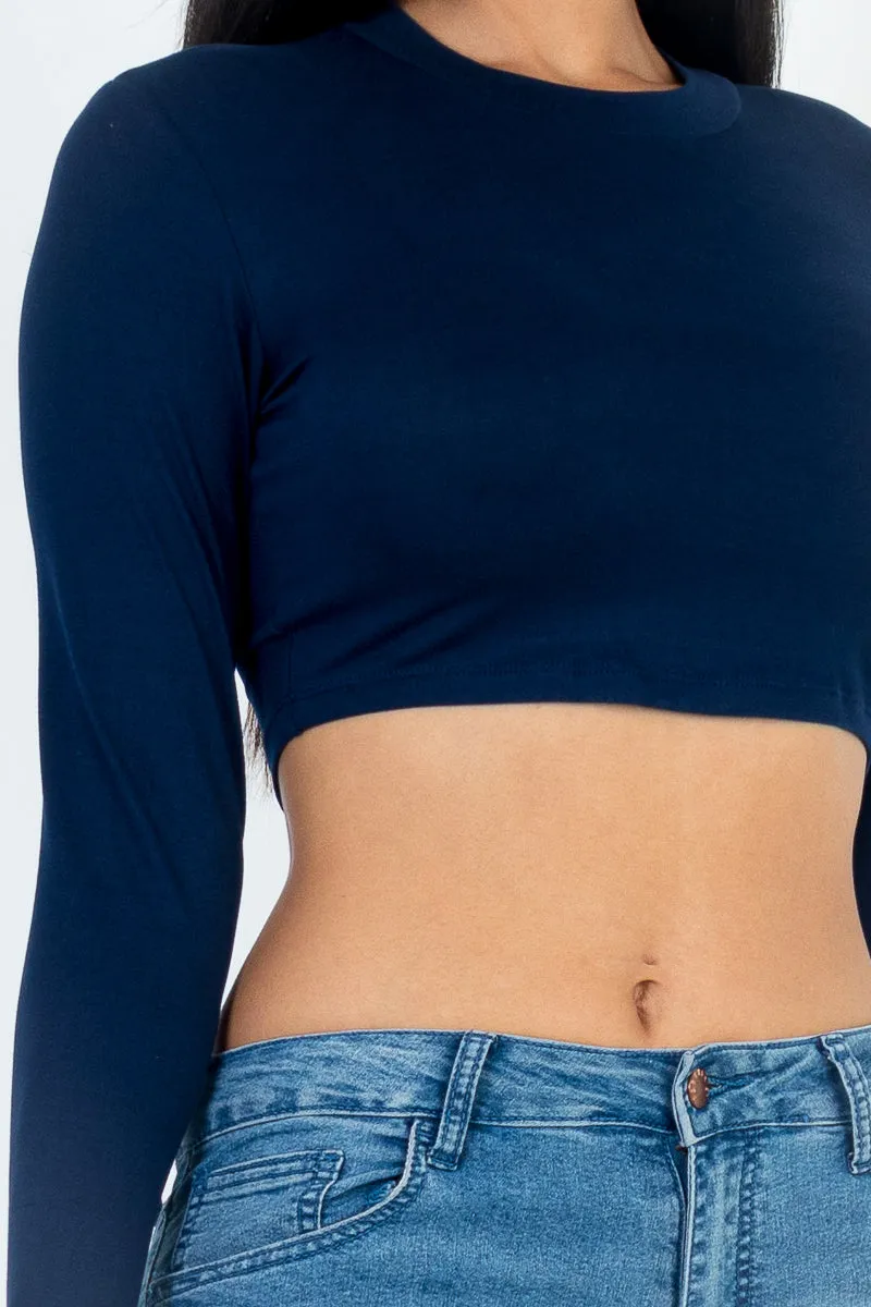 Crew Neck Long Sleeve Cropped Top
