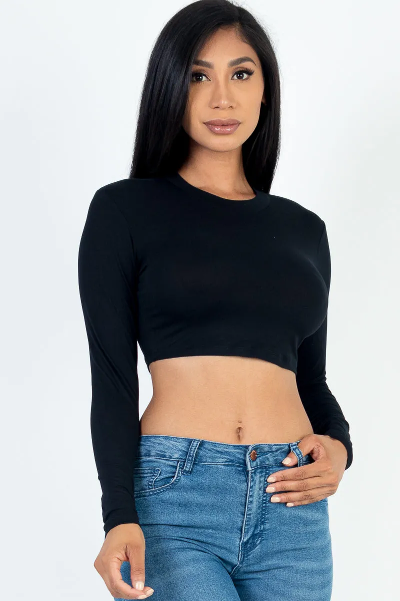 Crew Neck Long Sleeve Cropped Top