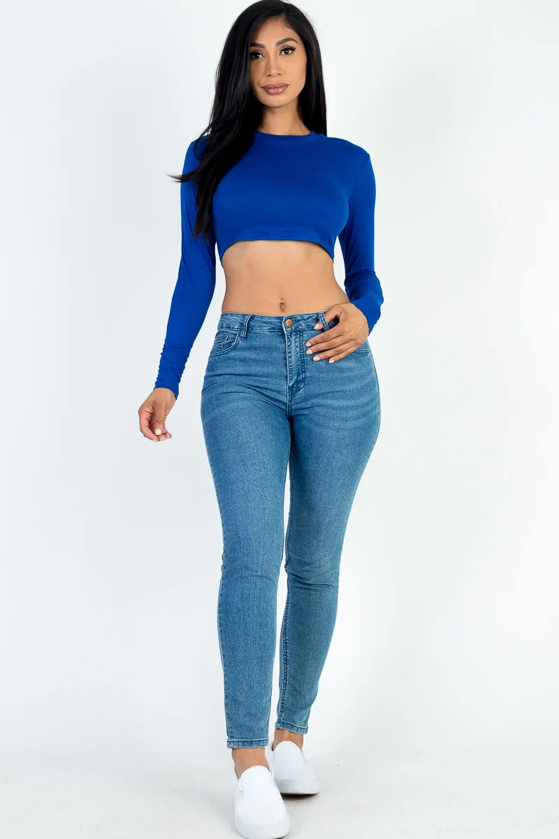 Crew Neck Long Sleeve Cropped Top