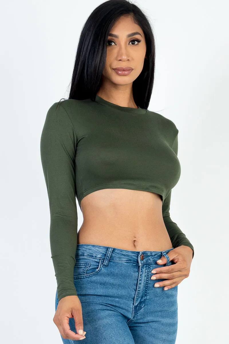 Crew Neck Long Sleeve Cropped Top