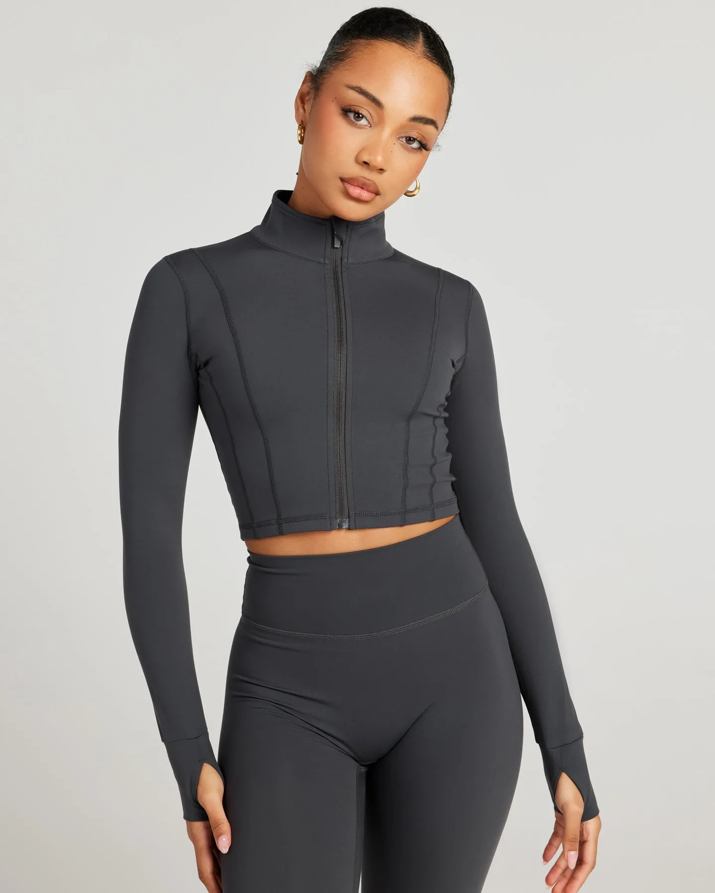 Cropped Aura Jacket - Charcoal