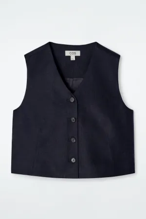 Cropped linen waistcoat - navy
