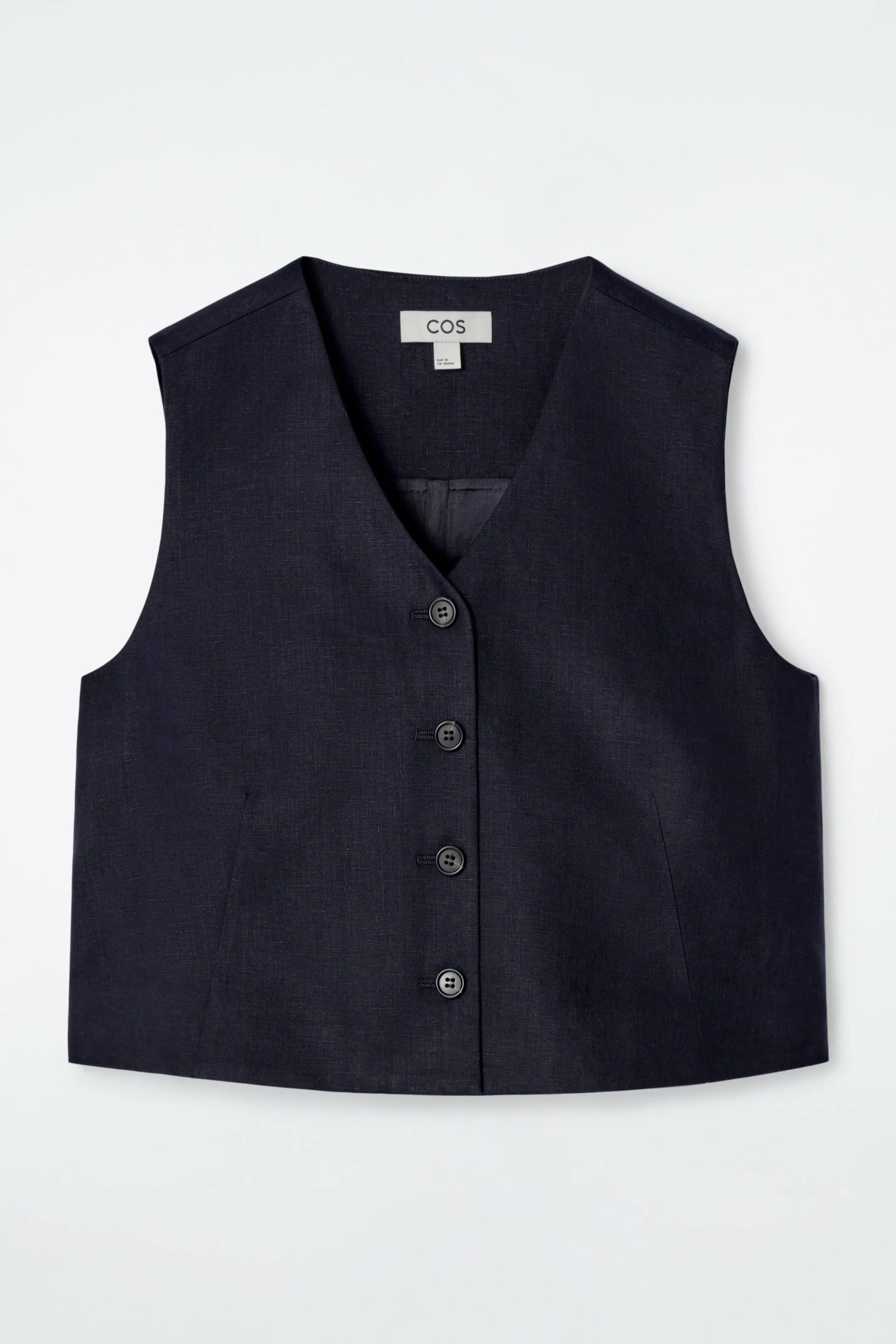 Cropped linen waistcoat - navy