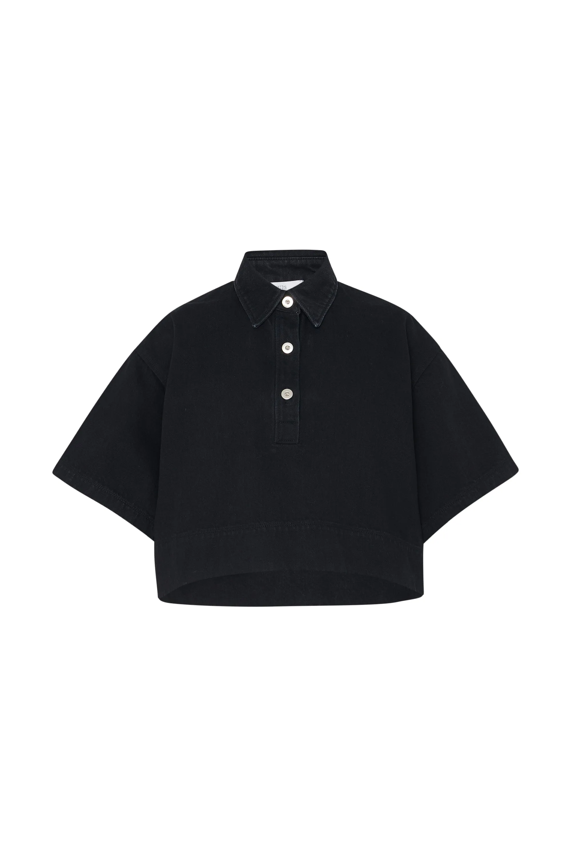 CROPPED OVERSIZED POLO - BLACK DENIM