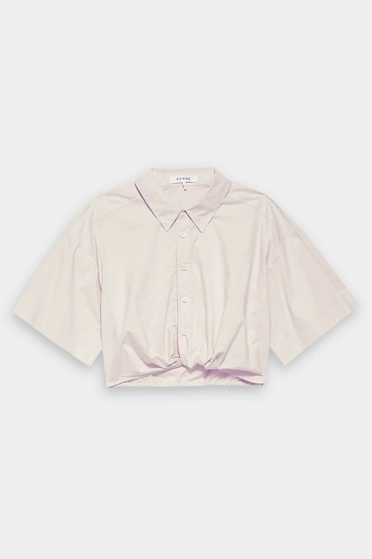 Cropped Twist Front Shirt in Flax