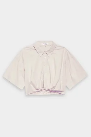 Cropped Twist Front Shirt in Flax