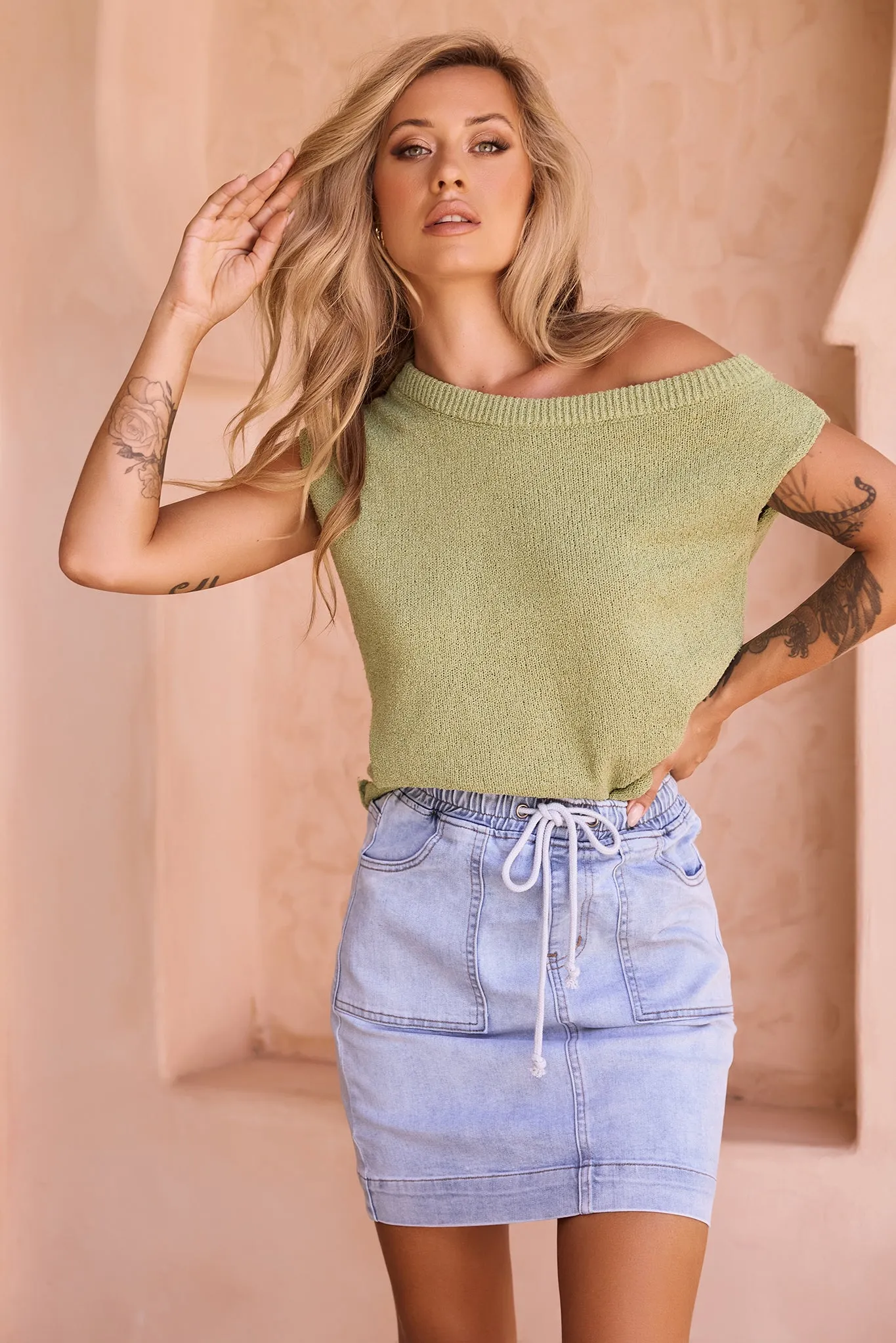 Dance In The Sun Knit Top - Olive