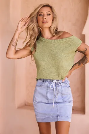 Dance In The Sun Knit Top - Olive