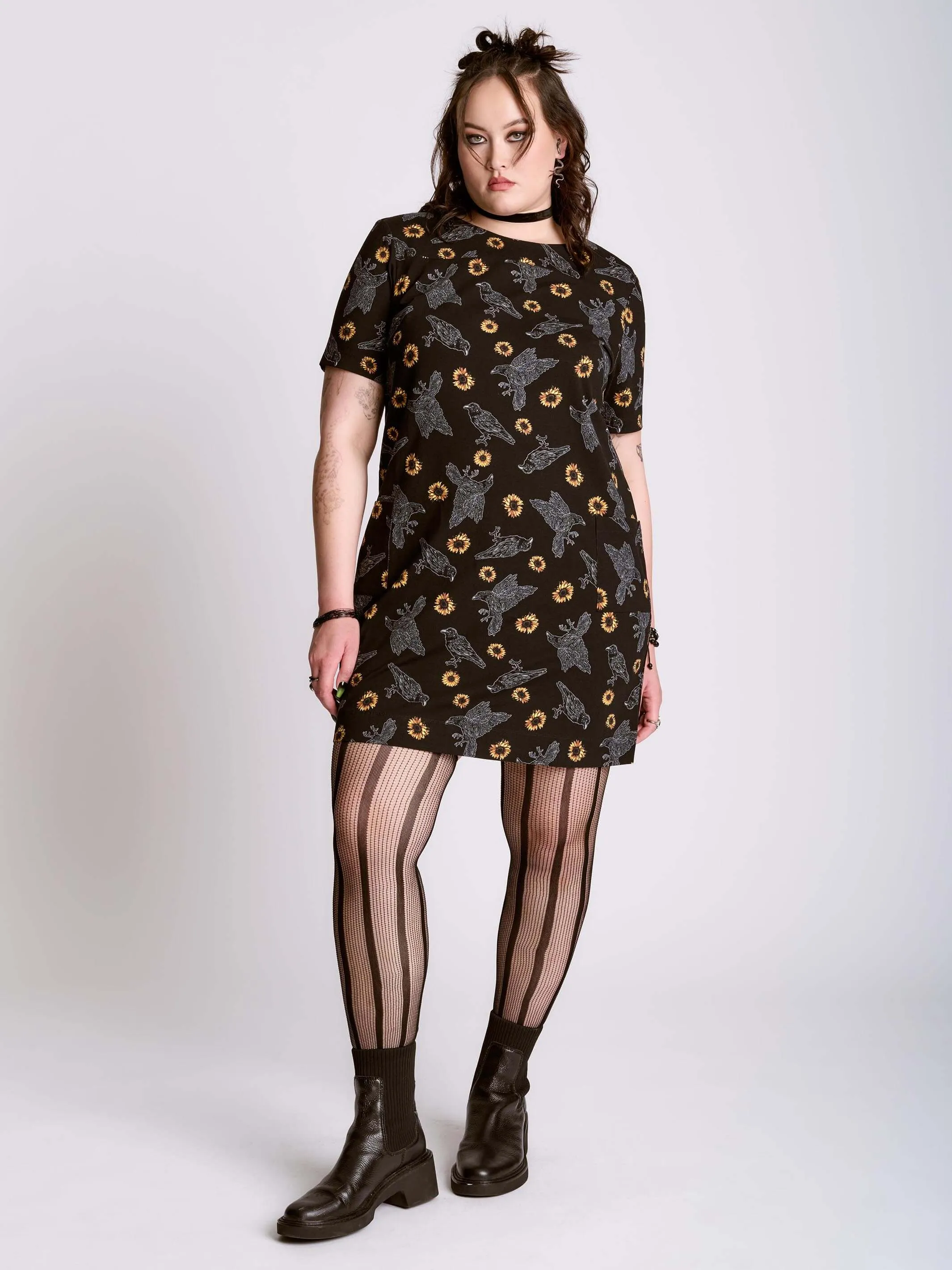 Dark Sunflower Shift Dress