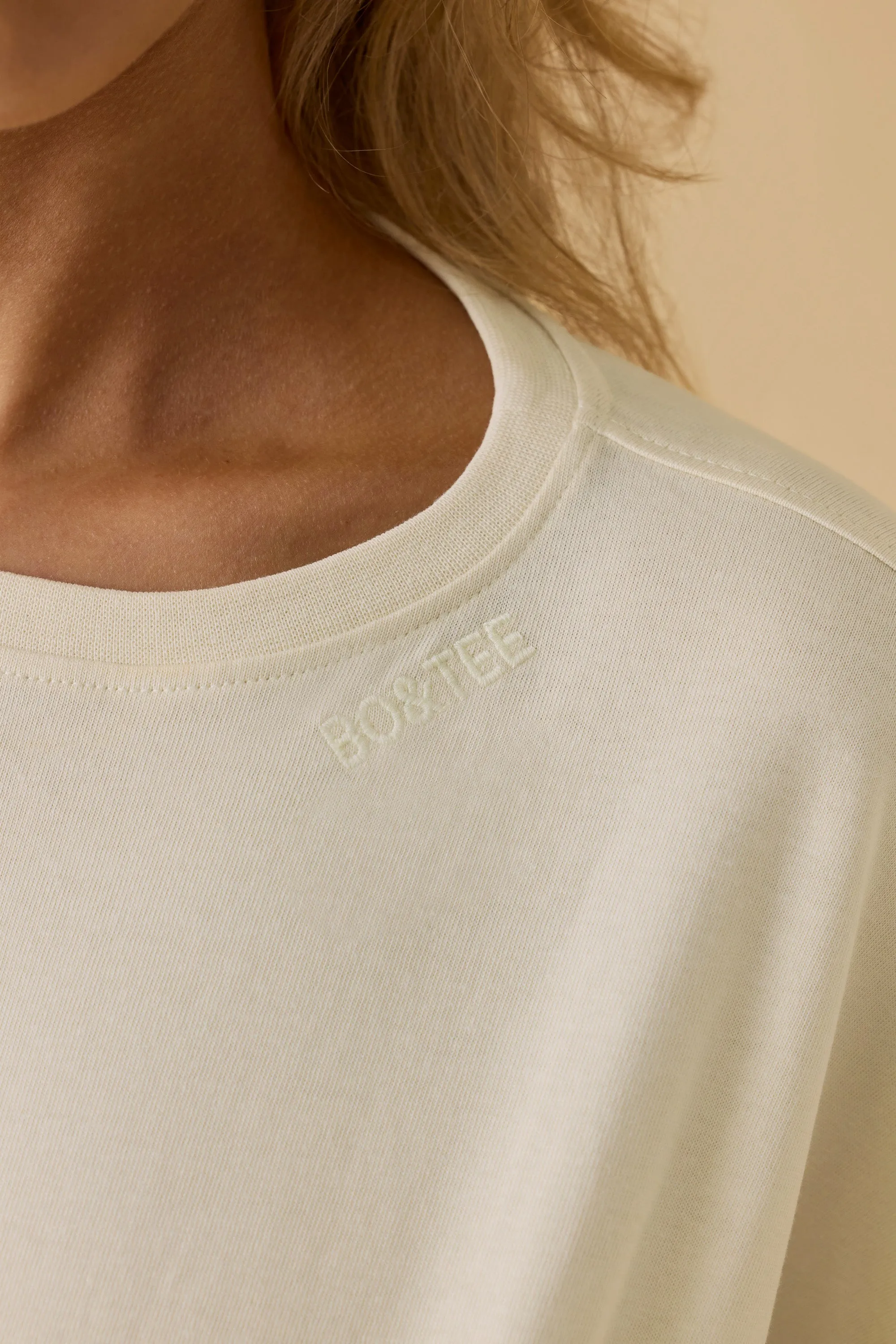 Day Off - Oversized Long Sleeve Crop Top in Bone
