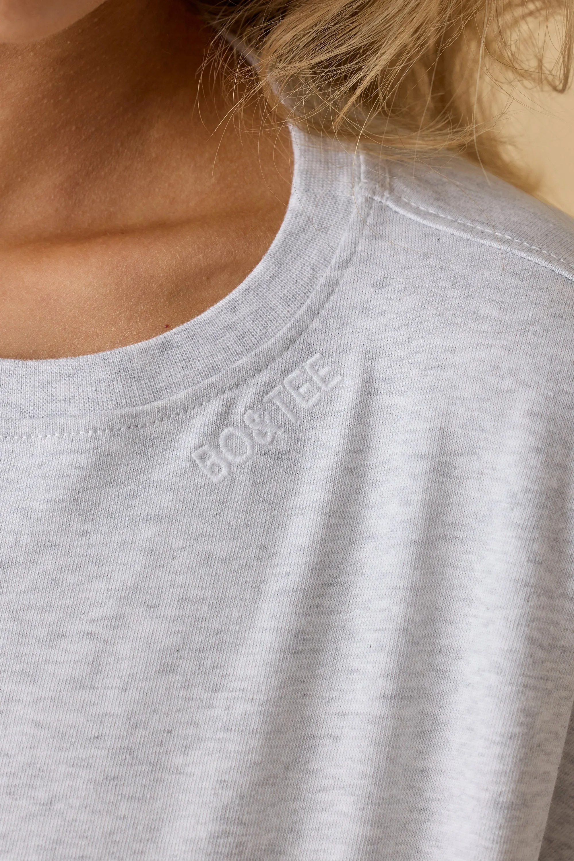 Day Off - Oversized Long Sleeve Crop Top in Heather Grey