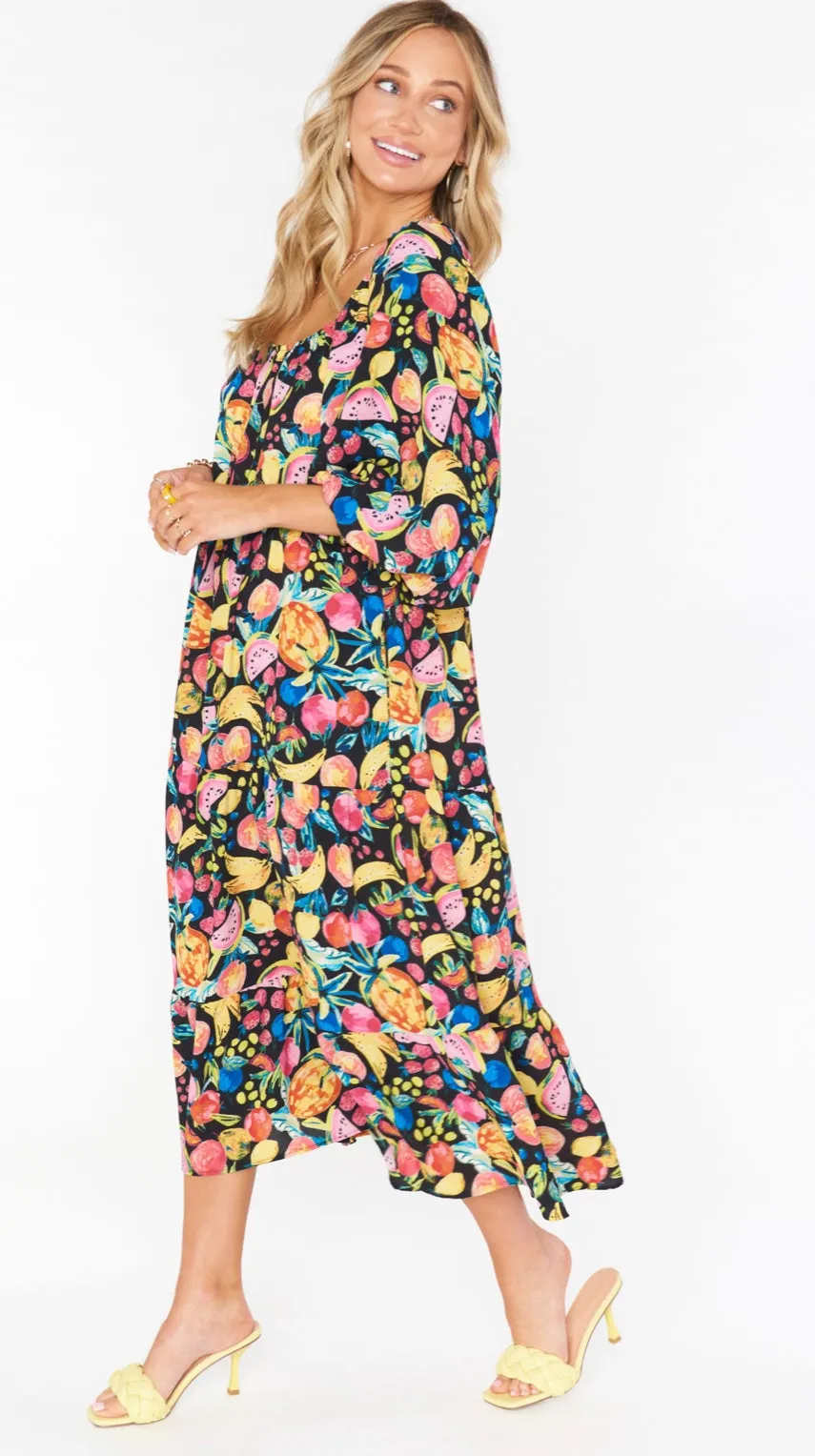 DAY OR NIGHT MIDI DRESS- FRUITY TANGO