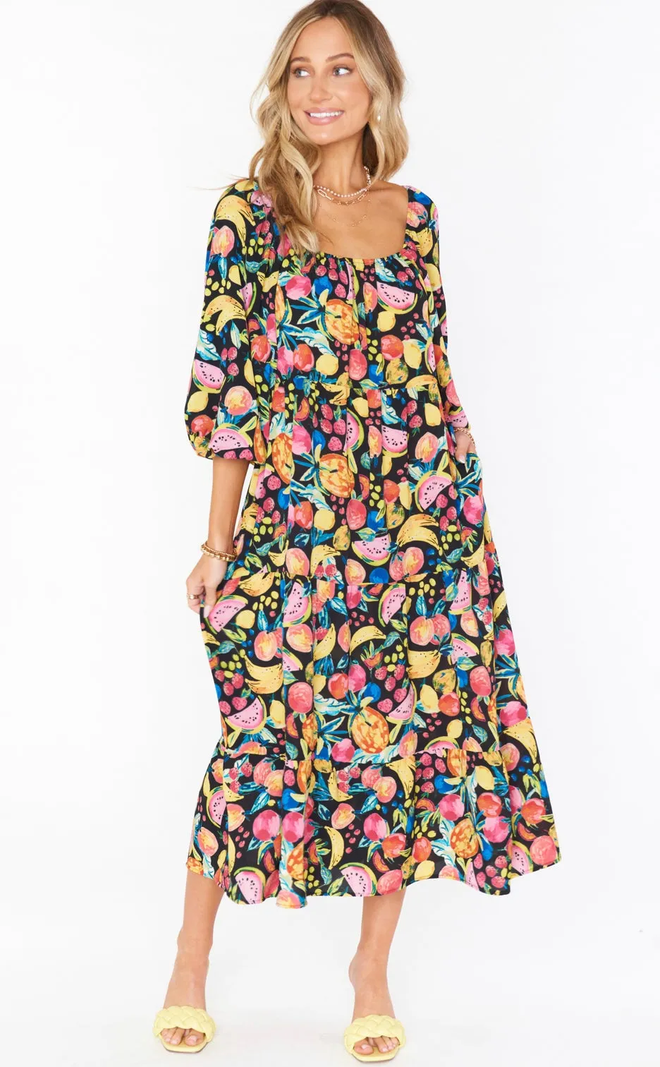 DAY OR NIGHT MIDI DRESS- FRUITY TANGO