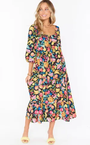 DAY OR NIGHT MIDI DRESS- FRUITY TANGO